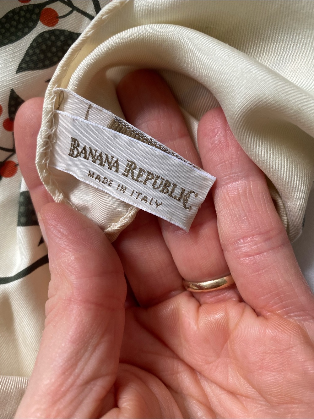 Vintage 80s 90s Cream 100% Silk Women's Scarf, Banana Republic